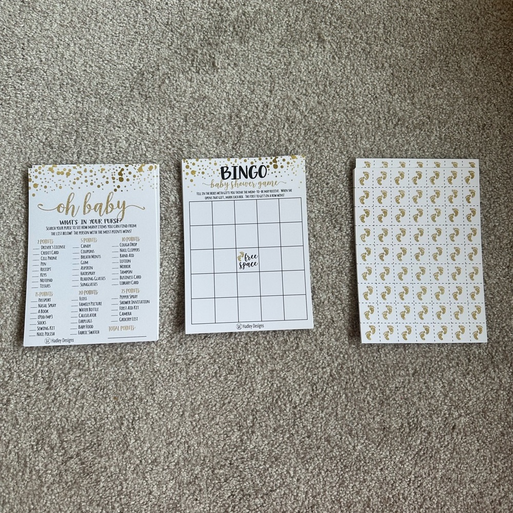 3 Sets Gold and White Baby Shower Game Set